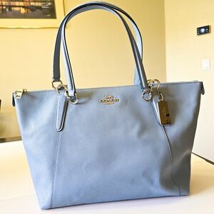 Coach Leather Tote Bag – Light Blue | Excellent Condition